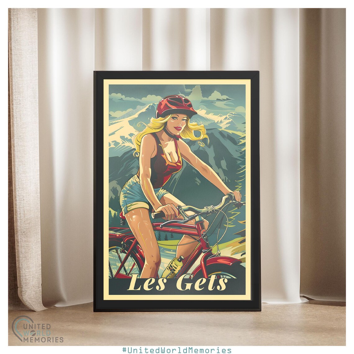 Les Gets Bike Park Retro Pin Up Cyclist Mountain Biking Sports Poster - Image 4