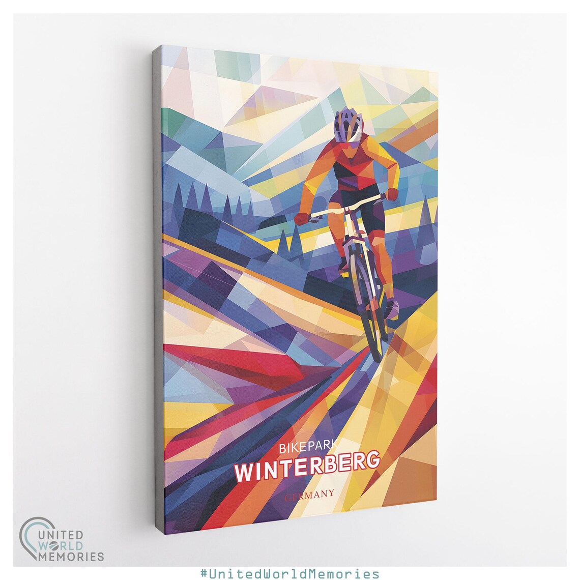 Bikepark Winterberg Germany Geometric Low Poly Downhill Rider Poster - Image 3