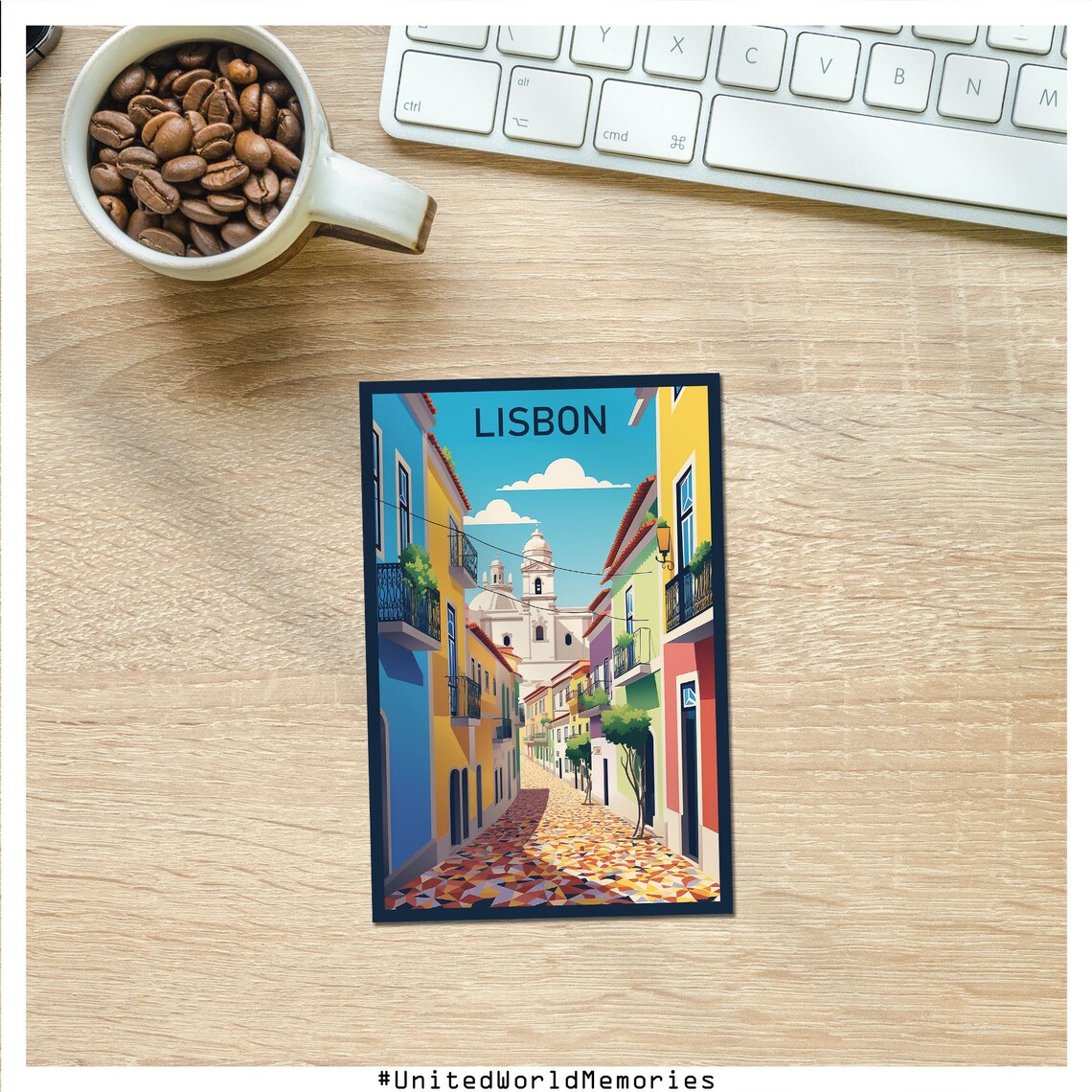 Lisbon Portugal Alfama District Colorful Street Church Poster - Image 3