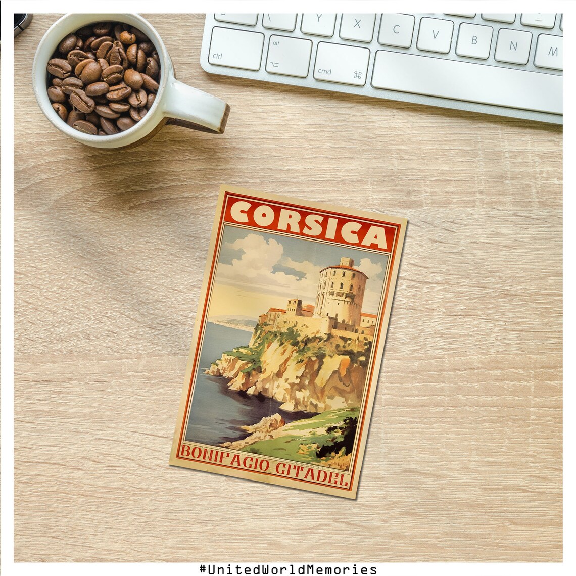 Corsica Bonifacio Citadel Cliffs Vintage France Retro Travel Poster - Image 3