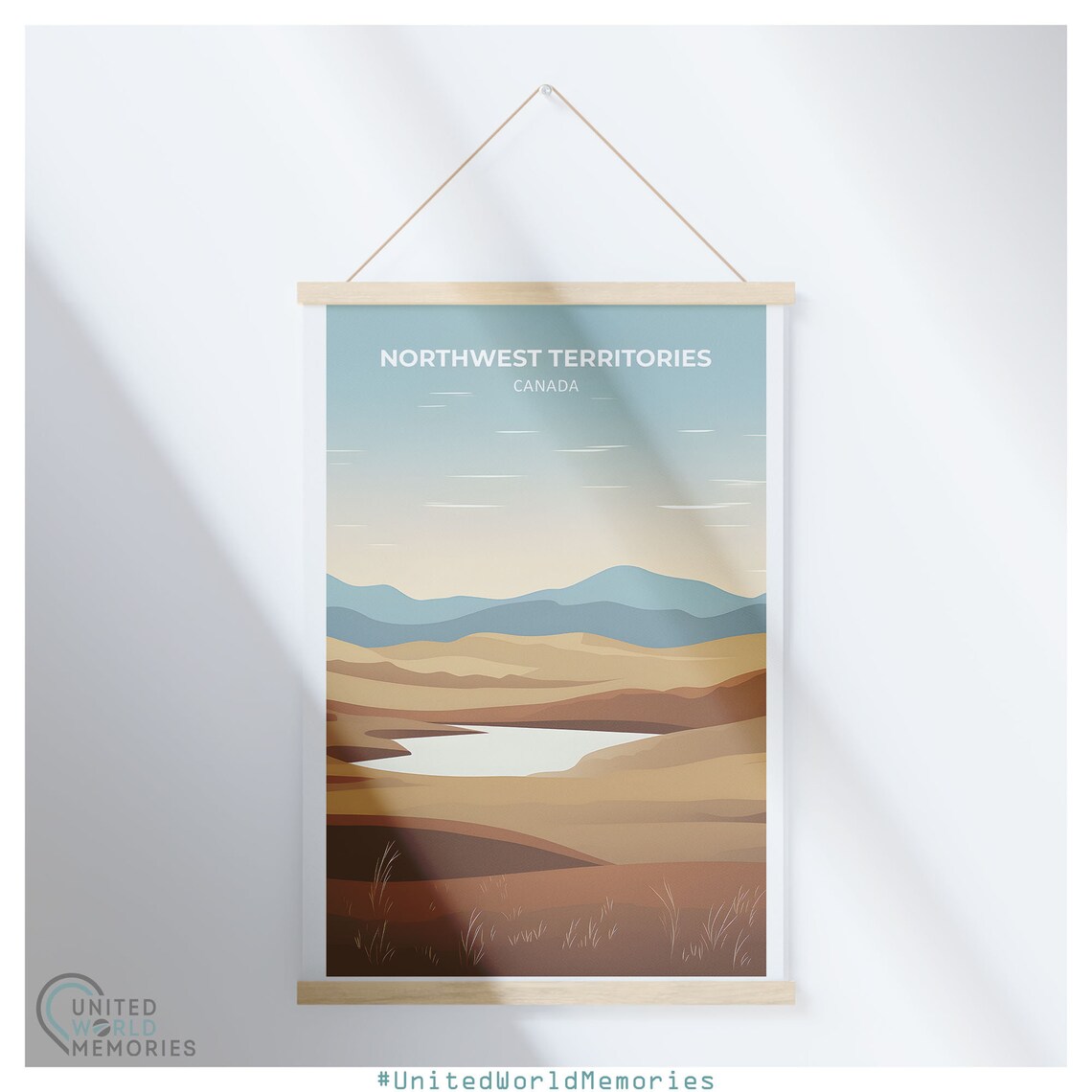 Northwest Territories Tundra Minimalist Golden Hills Lake Art Poster - Image 5