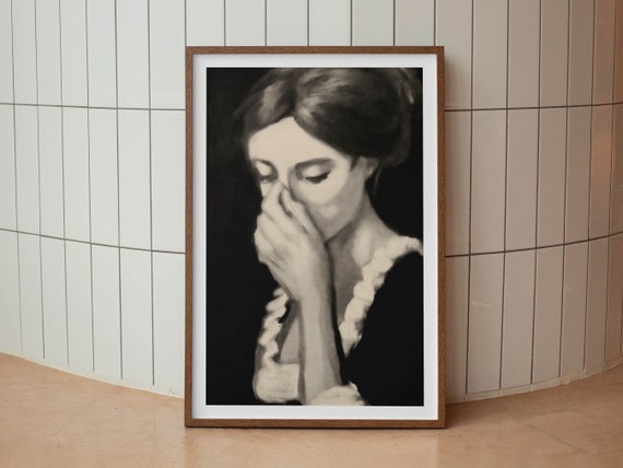 Funny Bathroom Art Wall Decor Lady Classical Print Neutral Art Vintage Midcentury Poster Toilet Humor Amusing