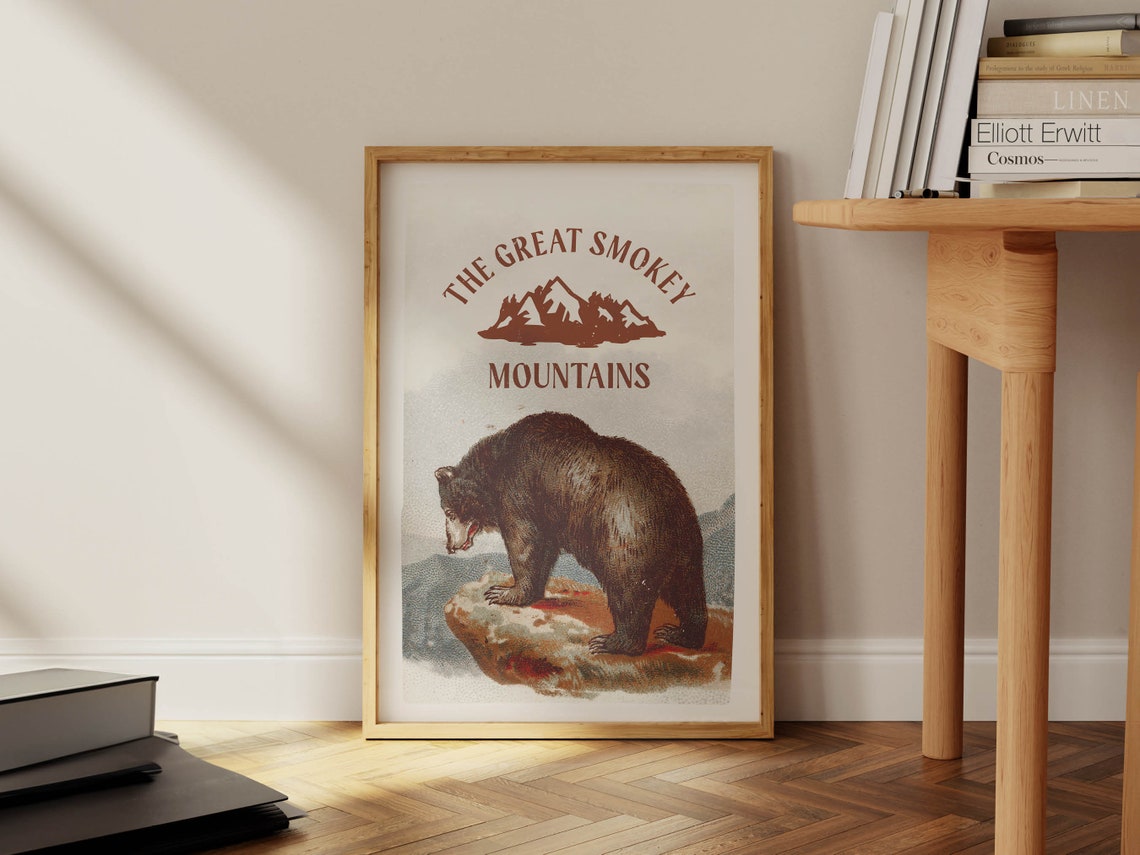 The Great Smokey Mountains Vintage Black Bear Retro Park Poster - Image 2