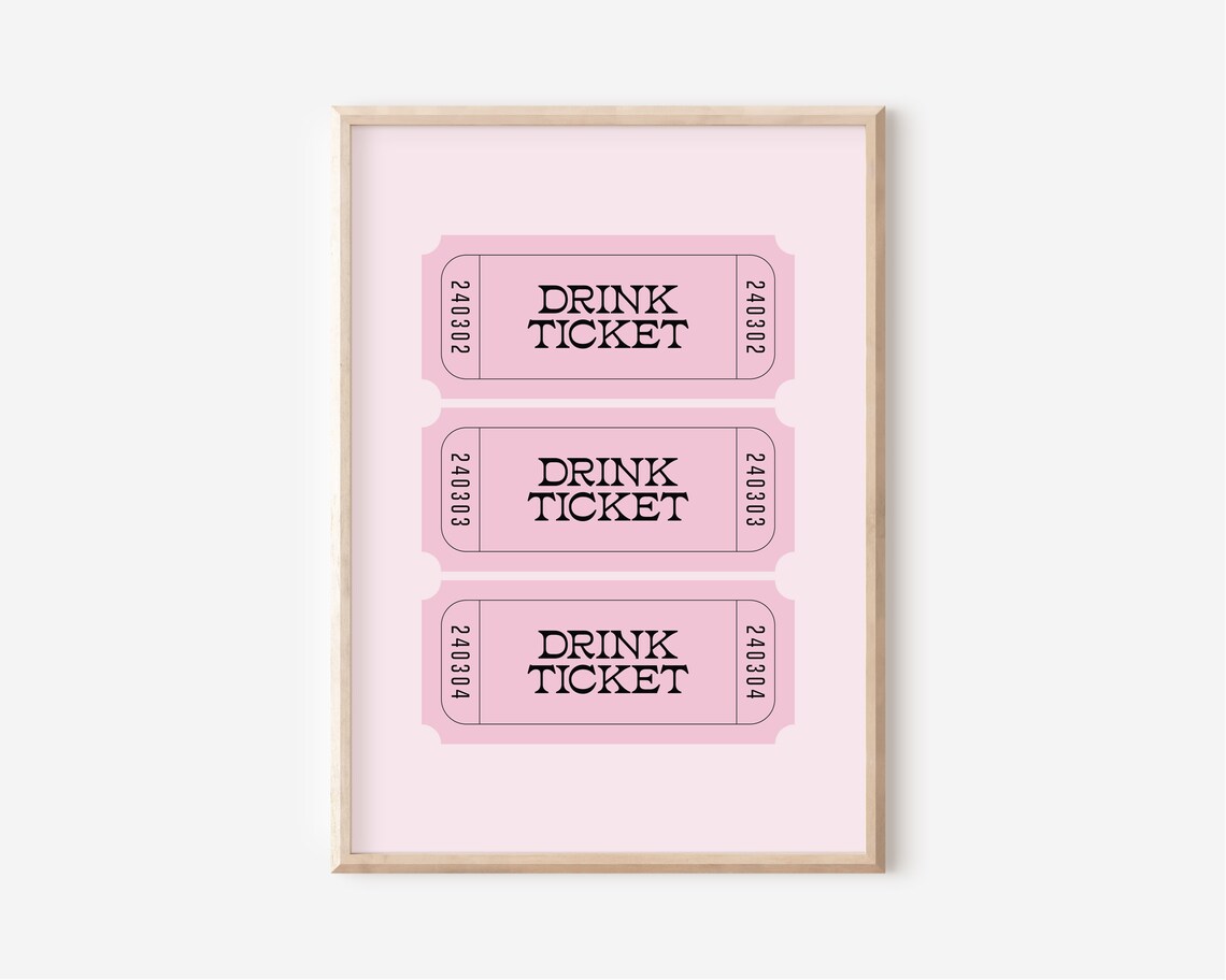 Drink Ticket Retro Bar Cart Poster Print - Image 2
