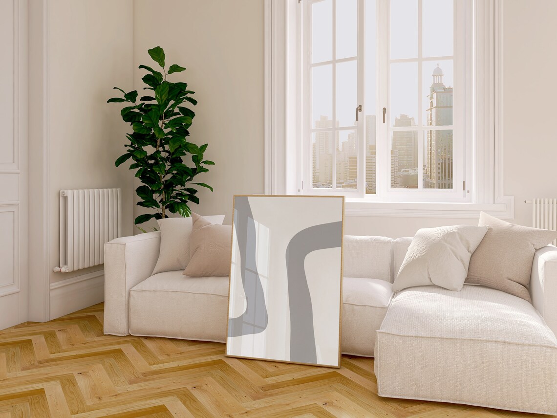 Grey Modern Abstract Print, Organic Minimalist Art - Image 3