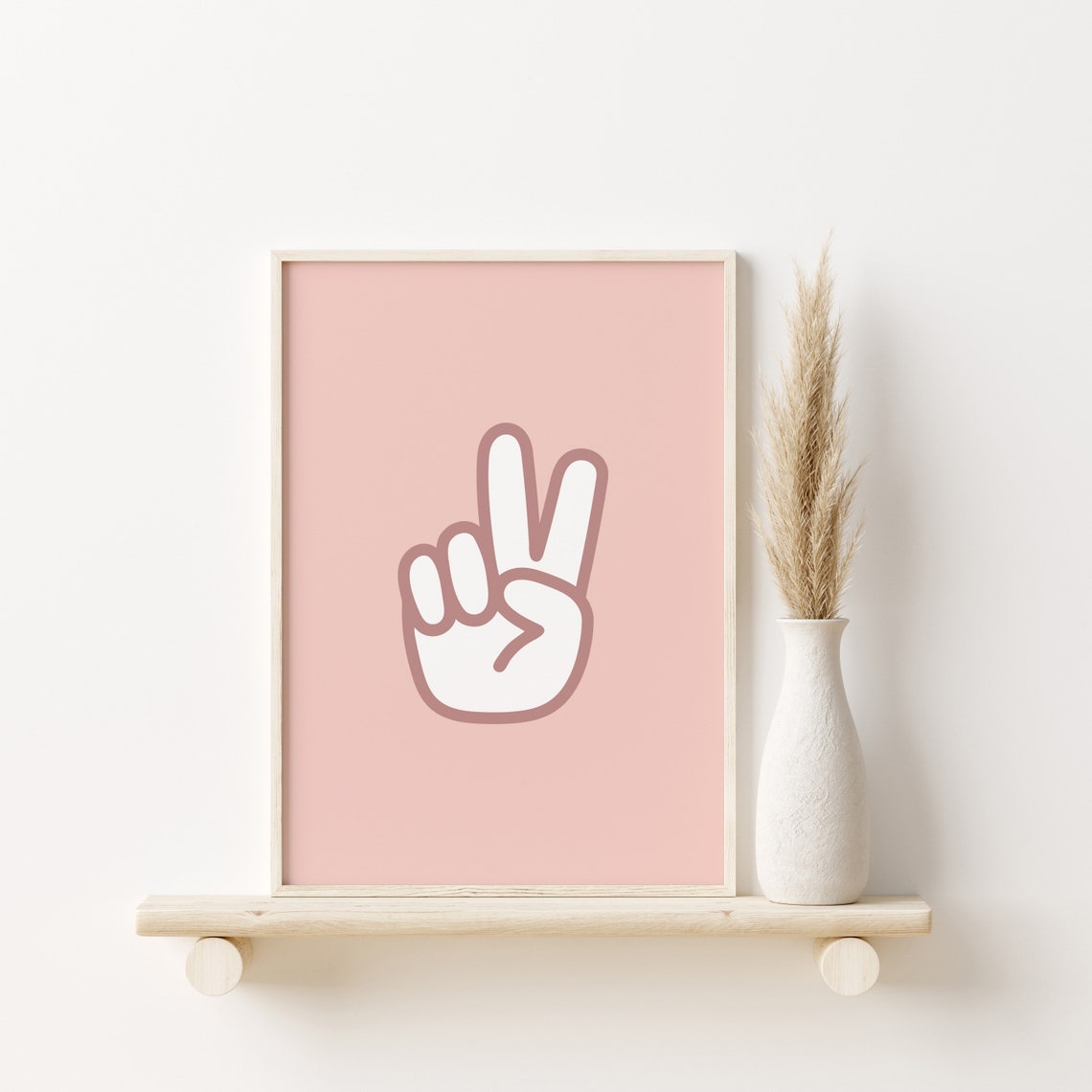 Pink Peace Hand Sign Poster Cute Girls Nursery Boho Room Art Design - Image 2