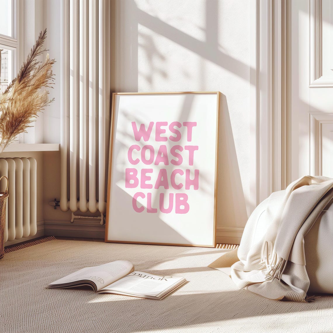 West Coast Beach Club Pink Retro Letter Minimalist Wall Decor Poster - Image 3