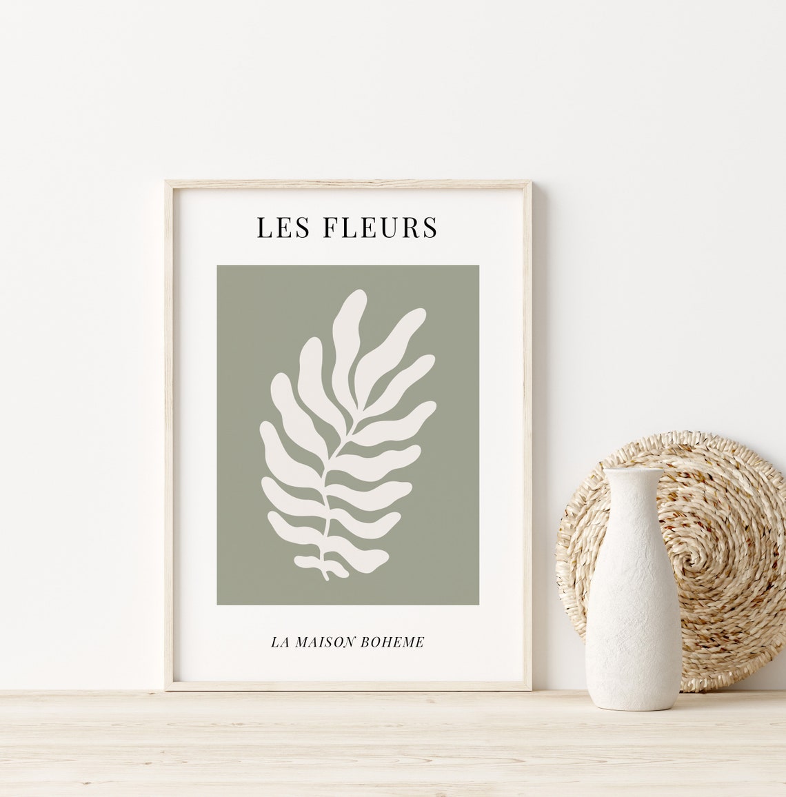 Les Fleurs Botanical Fern Sage Green Minimalist Style Poster - Image 3