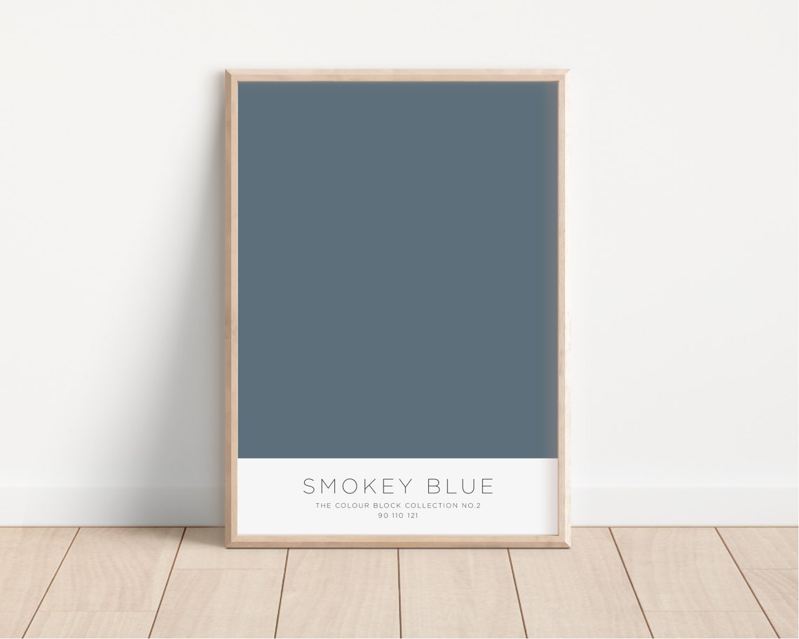 Smokey Blue Colour Block Collection No 2 Modern Minimalist Poster
