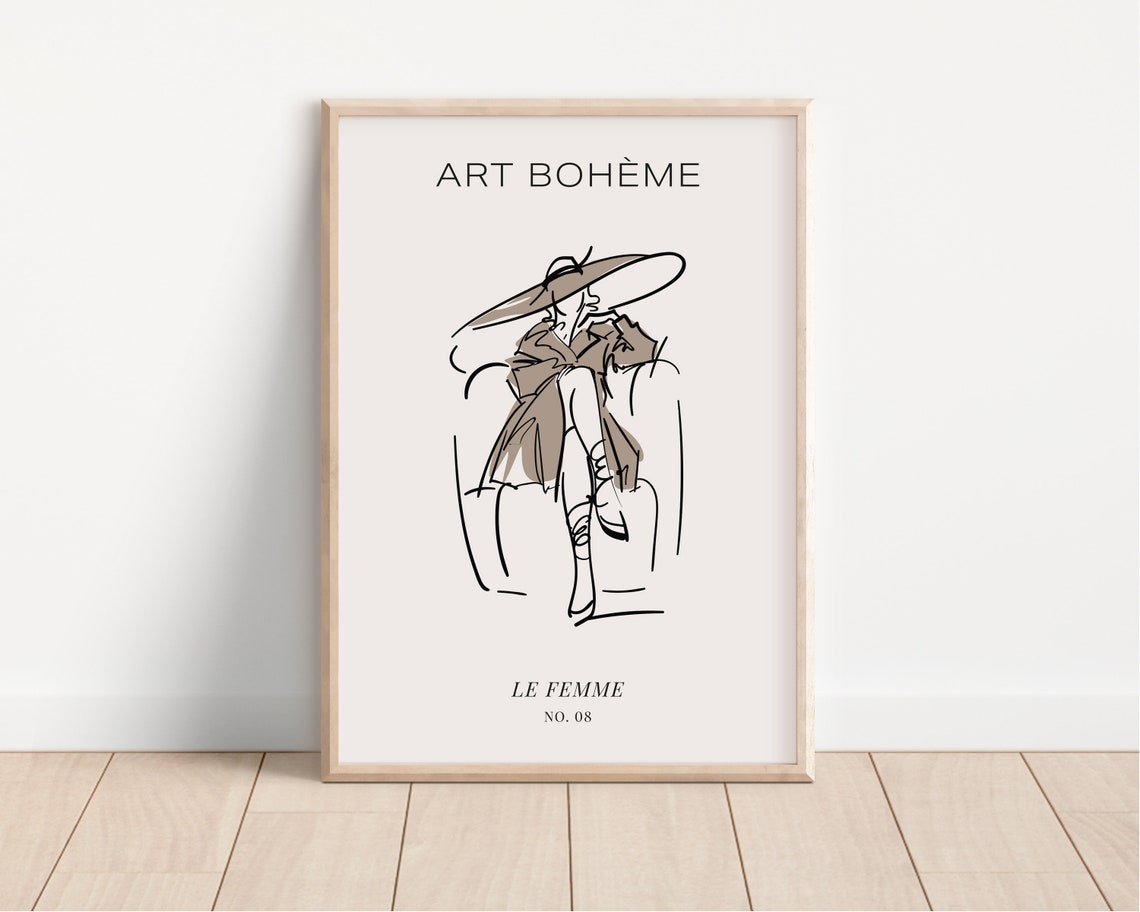Art Boheme Le Femme Fashion Sketch Beige Minimalist Decor Poster