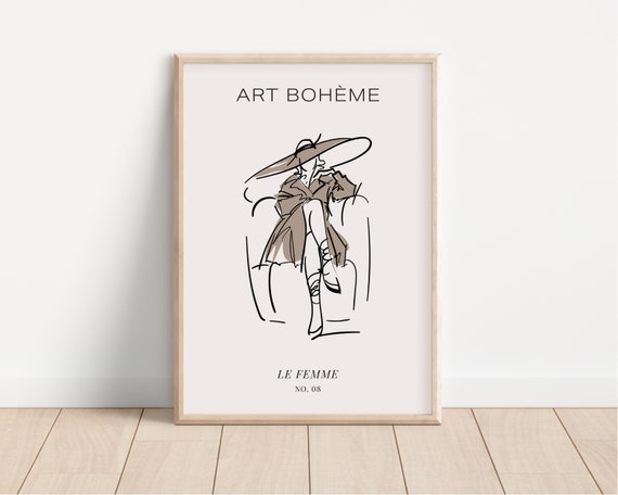 Art Boheme Le Femme Fashion Sketch Beige Minimalist Decor Poster