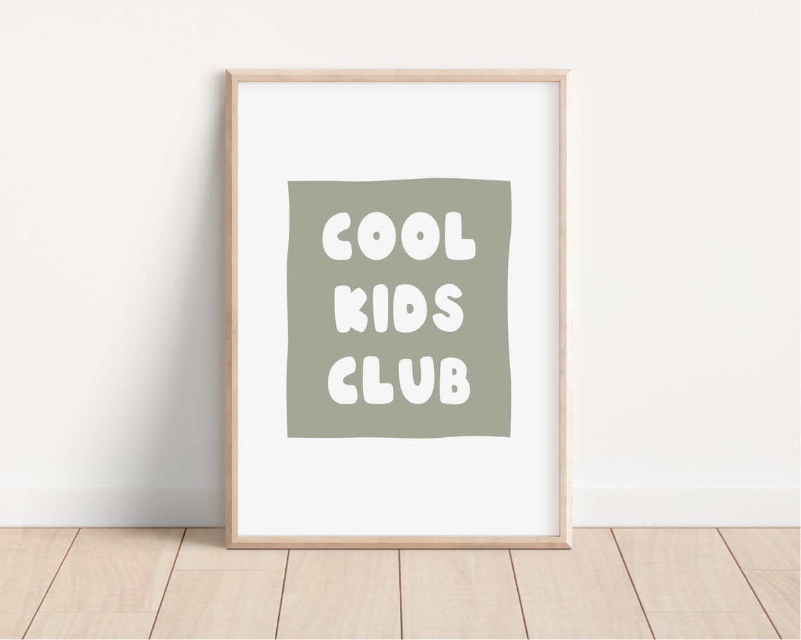 Cool Kids Club Bubble Letters Sage Green Playroom Decor Poster - Image 4