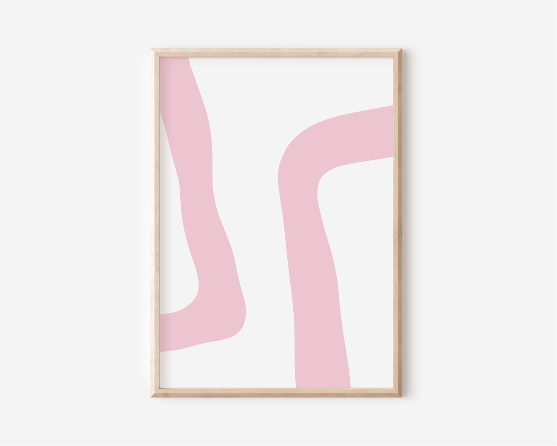 Pink Wavy Lines Minimalist Abstract Modern Nursery Girls Room Poster