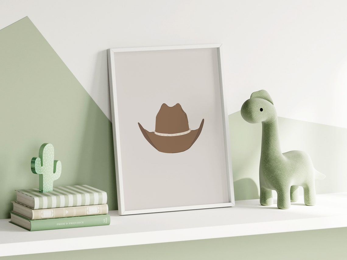 Brown Cowboy Hat Nursery Illustration Western Kids Decor Poster - Image 2