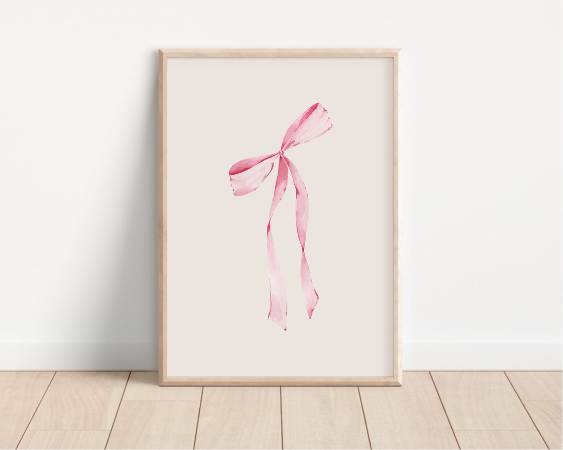 Pink Watercolor Bow Coquette Balletcore Ribbon Minimalist Poster