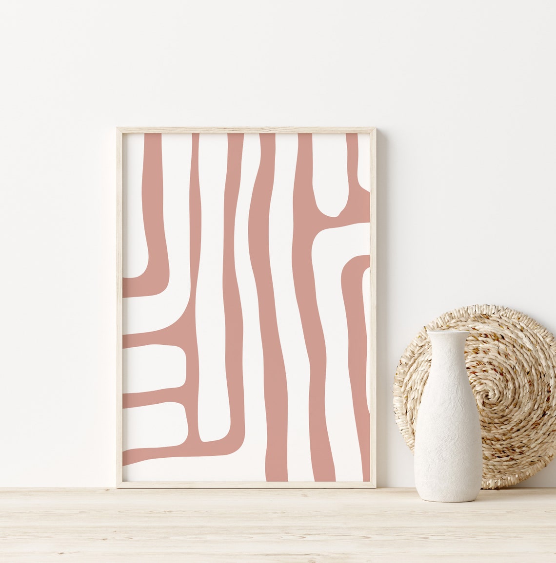 Dusty Pink Wavy Stripe Abstract Modern Minimalist Decor Poster - Image 3