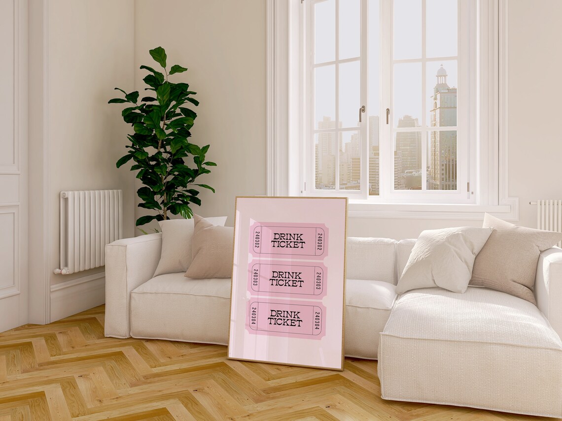 Drink Ticket Retro Bar Cart Poster Print - Image 3
