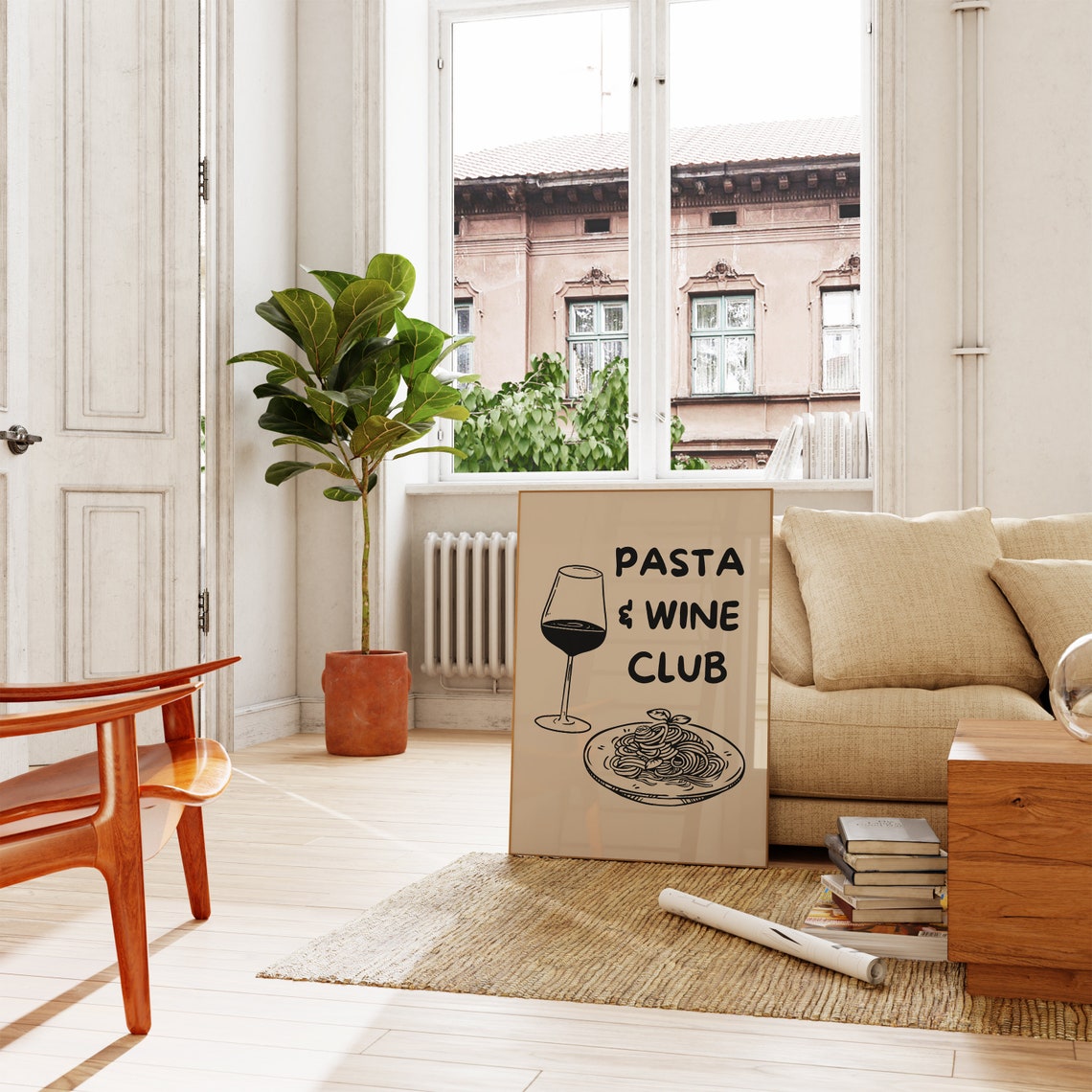 Pasta And Wine Club Funny Italian Kitchen Dining Wall Poster - Image 3