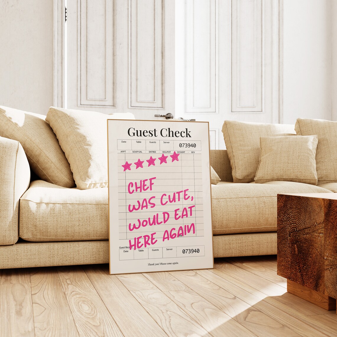 Guest Check Print Chef Was Cute Print Aesthetic Kitchen Decor Trendy Wall Art Cute Chef Poster Kitchen Print Wall Art - Image 4