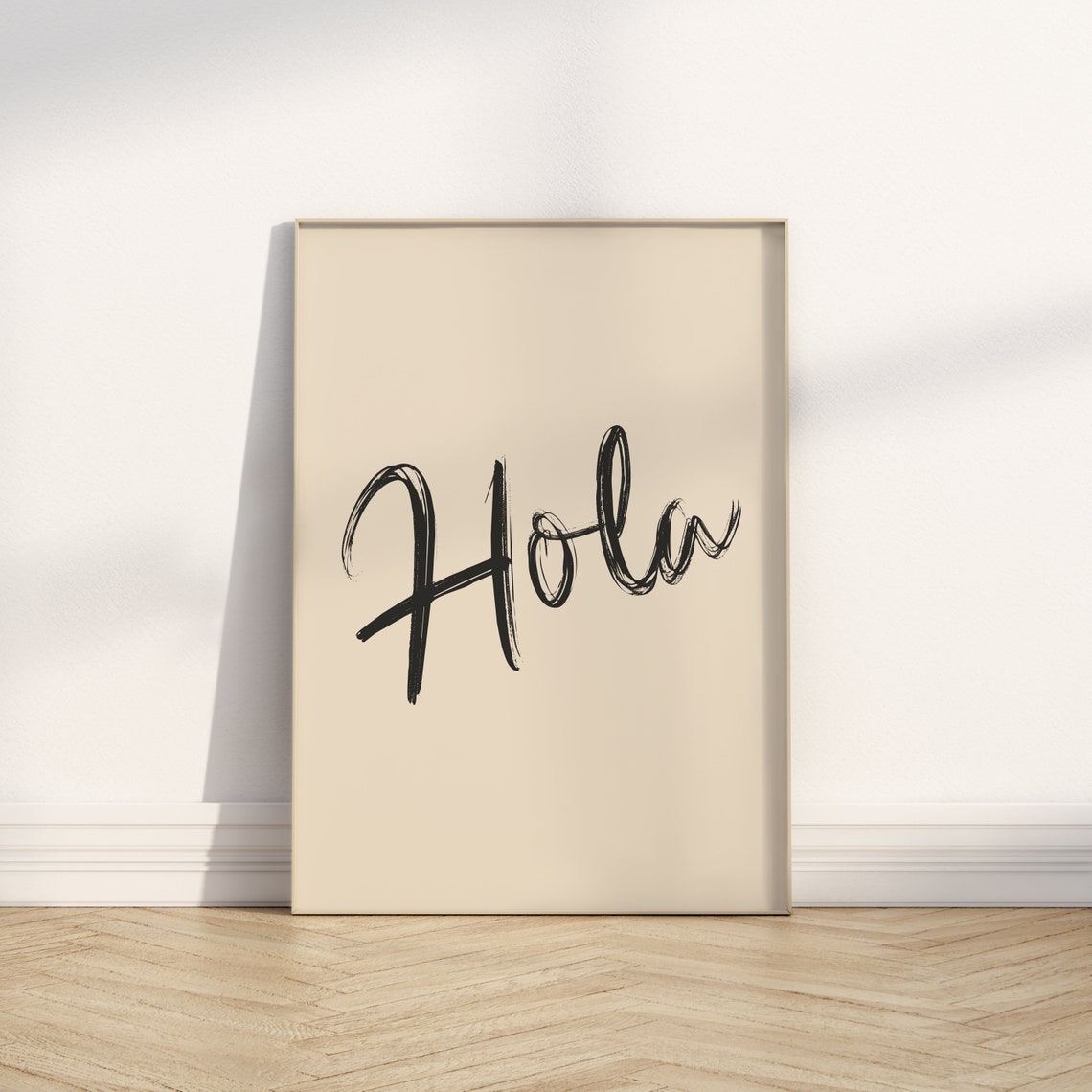 Hola Spanish Greeting Brush Script Artistic Quote Poster For Rooms
