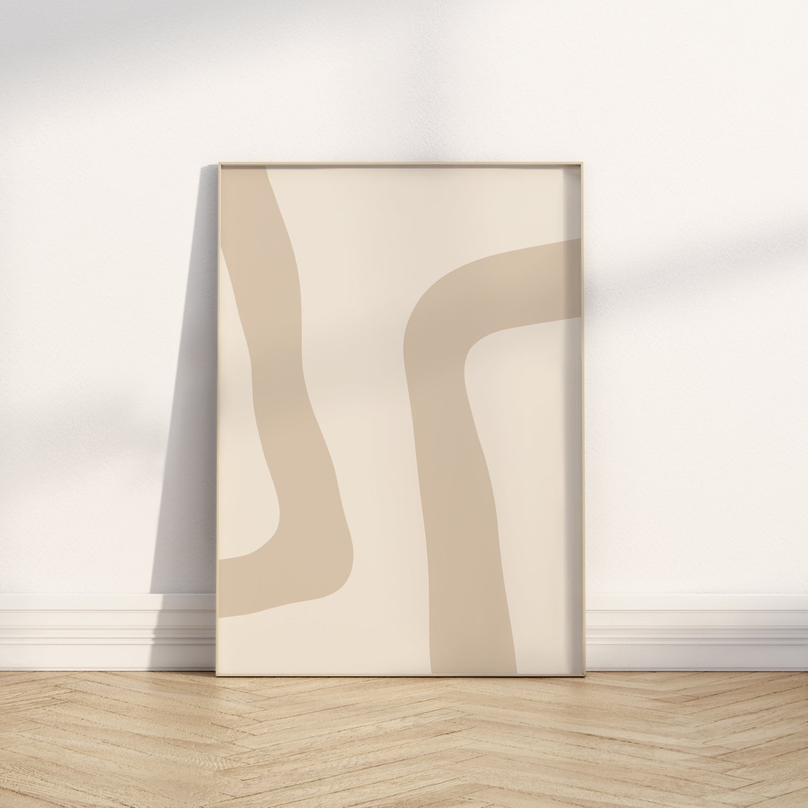 Beige Wavy Stripe Abstract Modern Minimalist Neutral Art Poster - Image 4