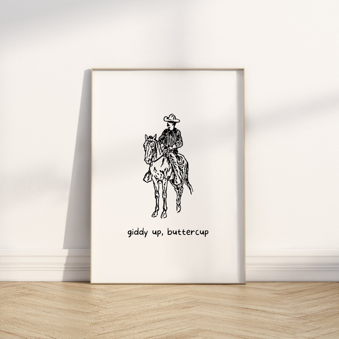 Giddy Up Buttercup Cowboy Horse Sketch Line Drawing Western Poster - Image 3
