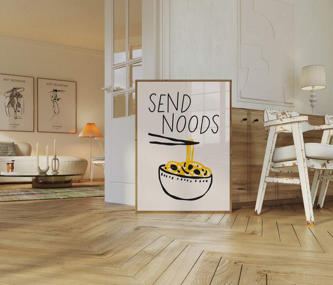 Send Noods Ramen Bowl Funny Quote Print For Bold Modern Kitchens - Image 4