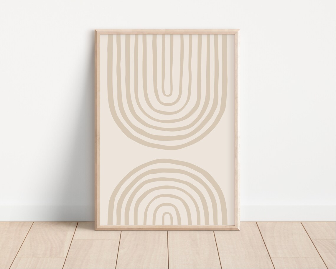 Neutral Beige Arches, Boho Rainbow Abstract Print - Image 4