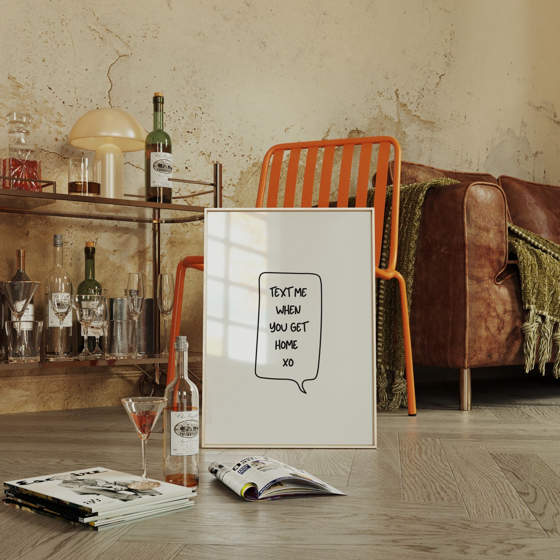 Text Me When You Get Home XO Speech Bubble Minimalist Quote Poster