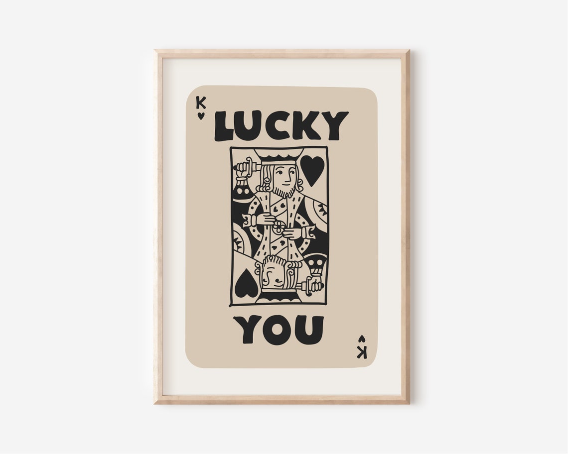 Lucky You King Playing Card Retro Beige Game Room Wall Poster - Image 4