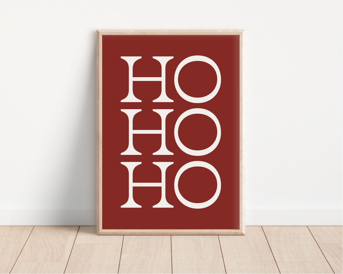 Ho Ho Ho Red Christmas Typography Holiday Winter Festive Poster - Image 2