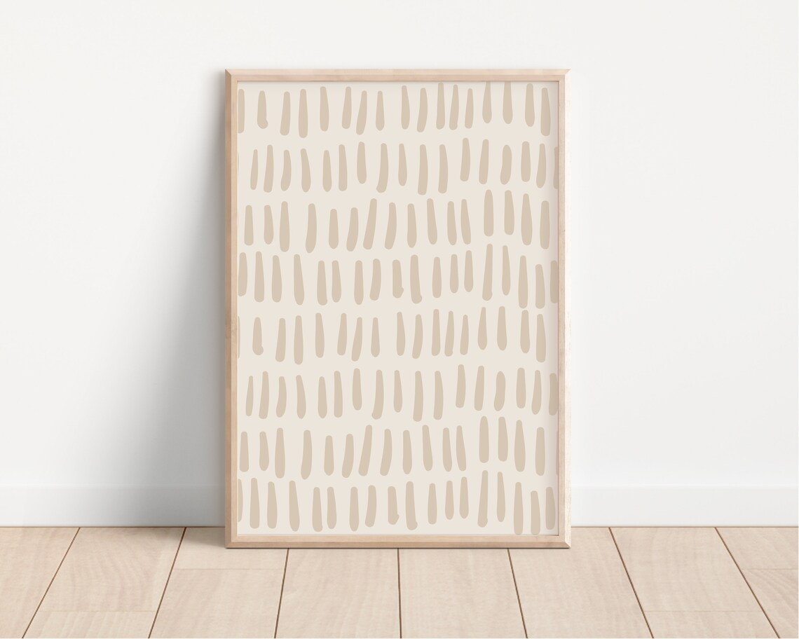 Beige Modern Abstract Print, Organic Minimalist Art