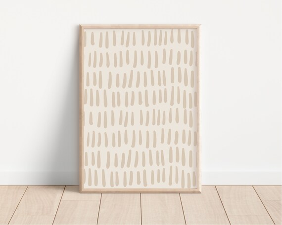 Beige Modern Abstract Print, Organic Minimalist Art
