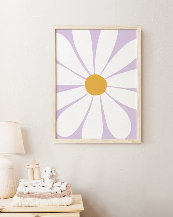 Daisy Boho Floral Art Print, Nursery Decor