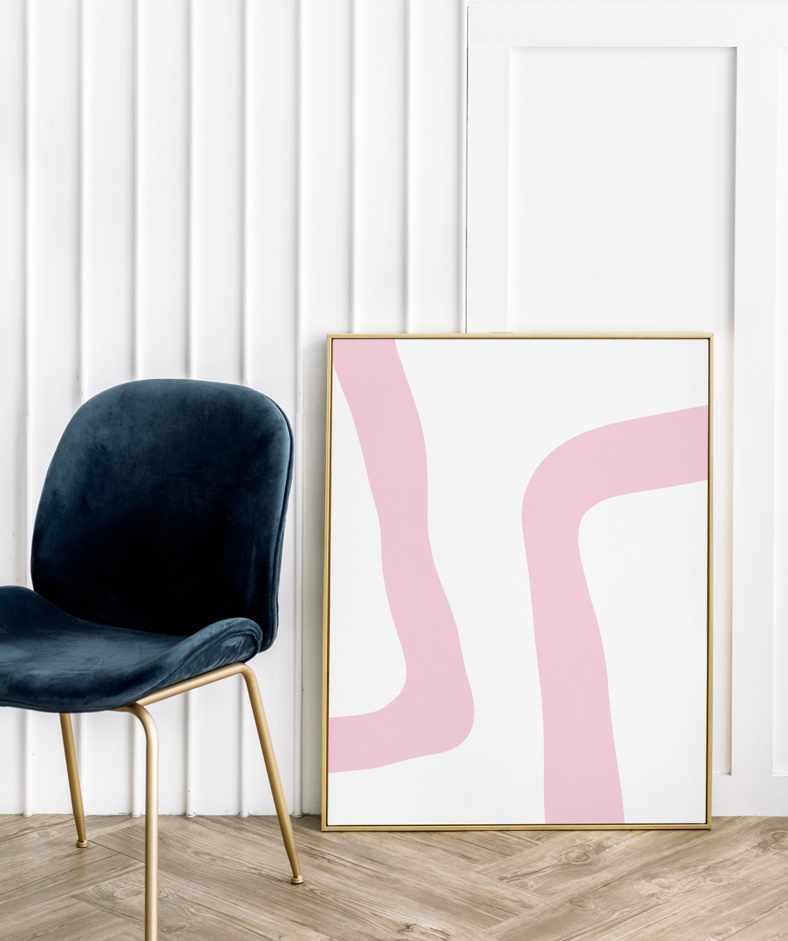 Pink Wavy Lines Minimalist Abstract Modern Nursery Girls Room Poster - Image 3