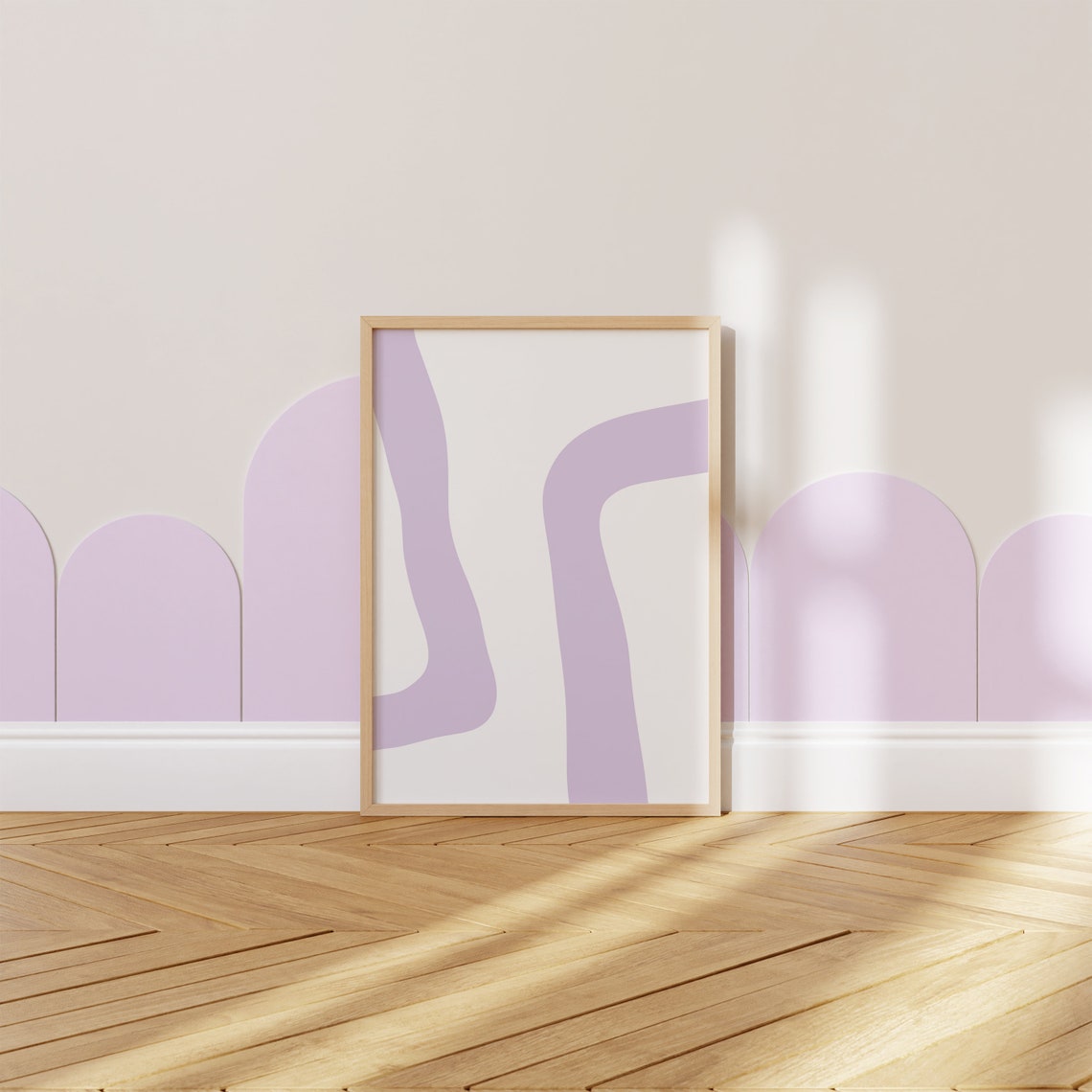 Lilac Wavy Lines Minimalist Abstract Soft Purple Modern Art Poster - Image 4