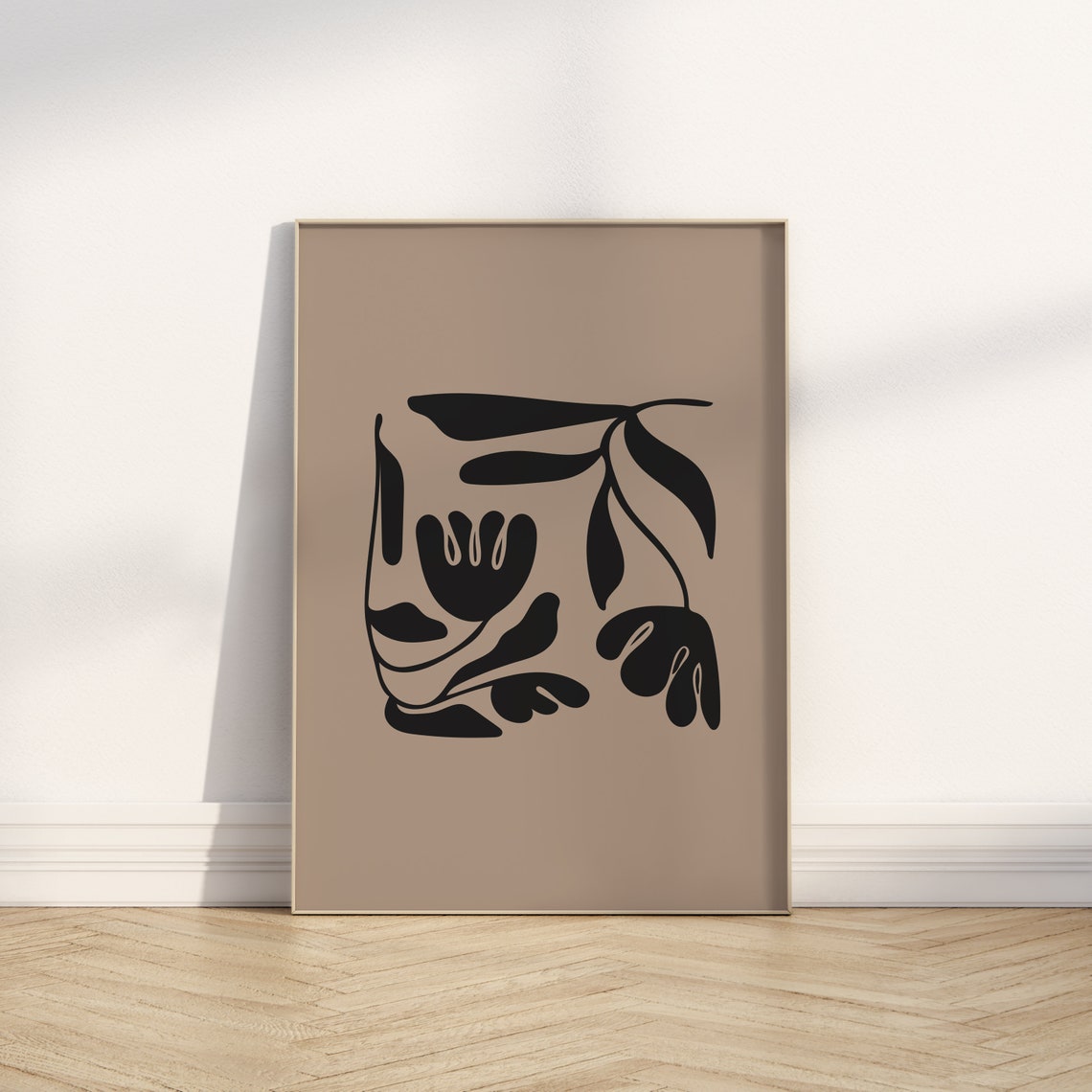 Taupe Black Botanical Cutout Matisse Style Neutral Art Print - Image 3