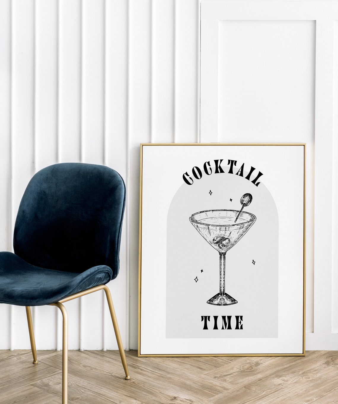 Cocktail Time Martini Glass Vintage Bar Cart Kitchen Decor Poster - Image 4