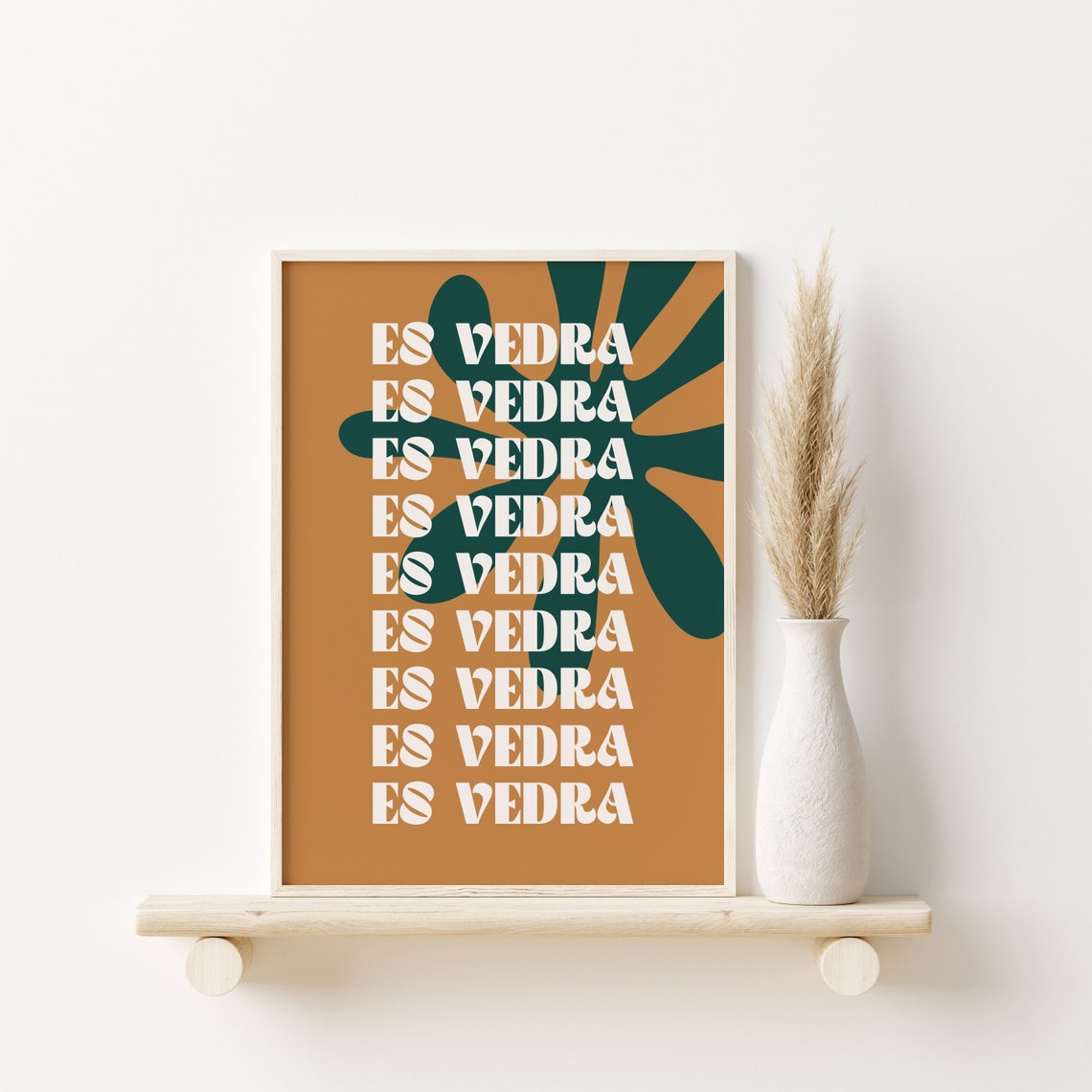 Es Vedra Ibiza Retro Travel Poster Mustard Sunburst Typographic Art - Image 2