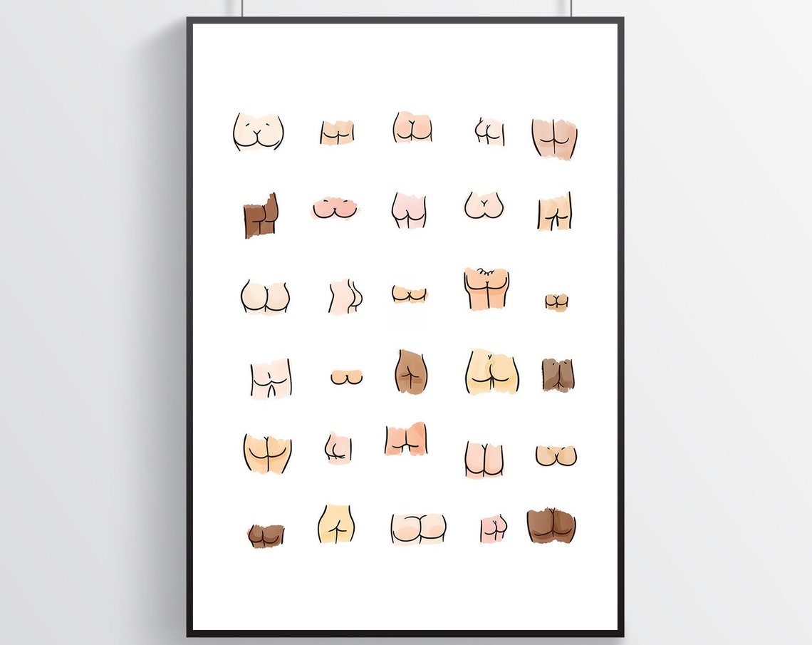 Body Positive Illustrated Butts Grid Diversity Funny Art Poster