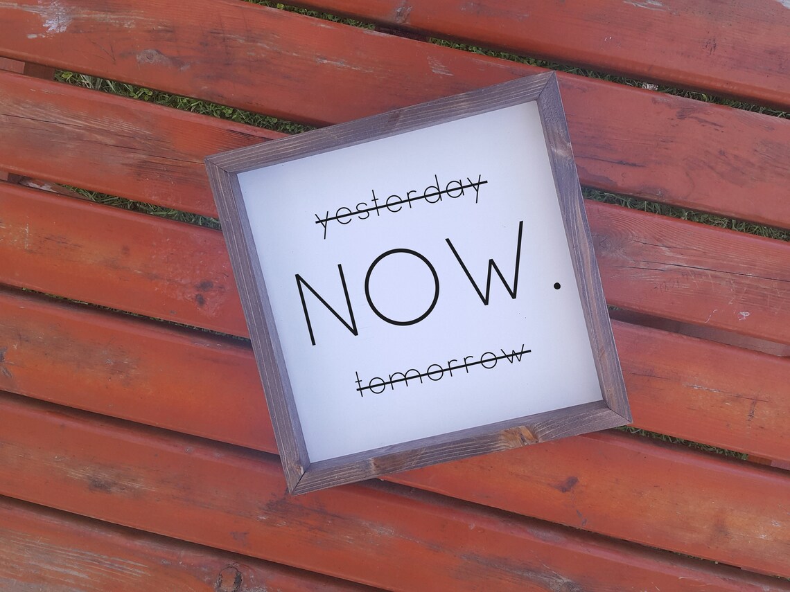Yesterday Now Tomorrow Motivational Minimalist Wood Sign Wall Art - Image 3