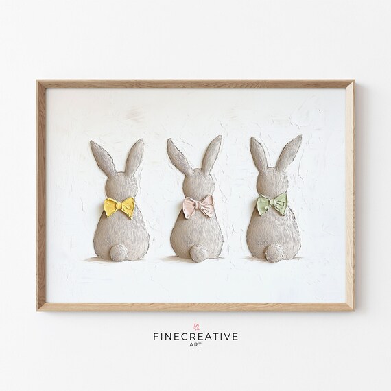 Easter Bunny Minimalist Spring Painting, Easter Decor