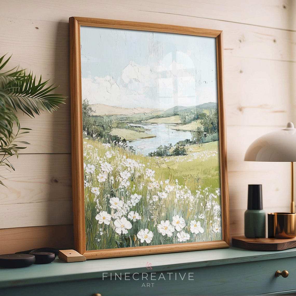 River Landscape Print Spring Painting Wall Art Vintage Spring Meadow Art Countryside Art Print G58 - Image 3