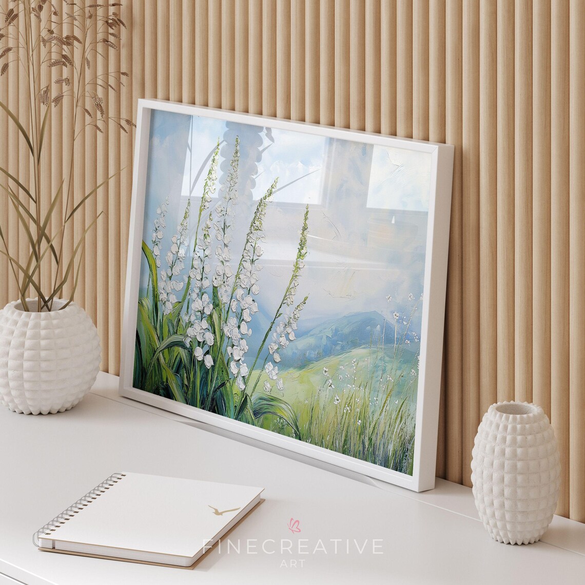 Lily Of The Valley Wall Art Floral Painting Wall Art Farmhouse Landscape Art Countryside Print G54 - Image 3