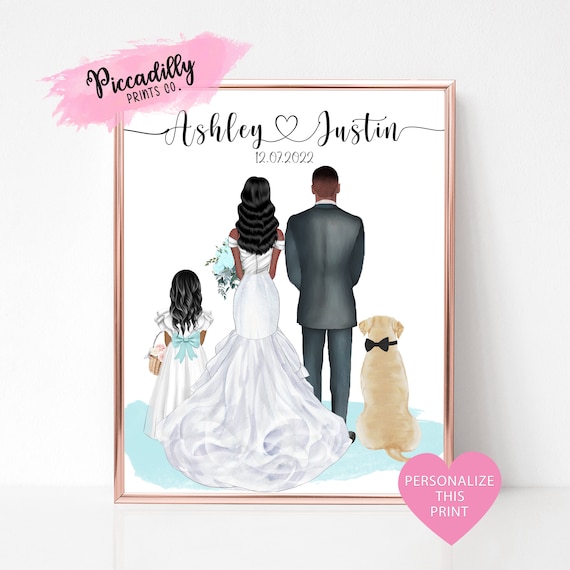 Personalized Wedding Couple Portrait Custom Bride Groom Poster