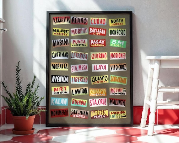 Manila Metro Station Signs Satin Poster Philippines Jeepney Filipino Home And Living Room Wall Art Decor Pinoy