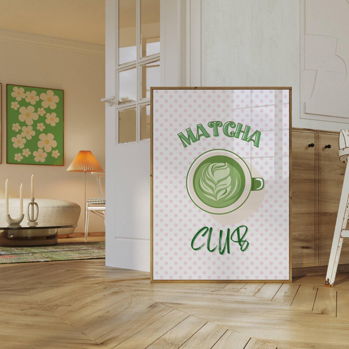 Matcha Poster Matcha Club Art Print Cute Kitchen Wall Art Trendy Kitchen Decor Matcha Latte Art Print