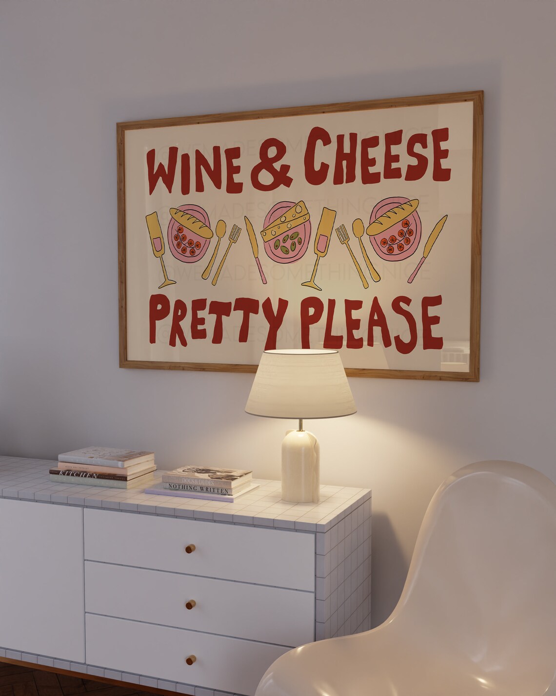 Wine And Cheese Minimalist Kitchen Art Print - Image 5