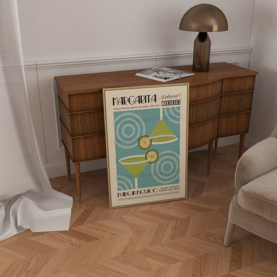 Margarita Cocktail Poster, Retro Kitchen Bar Art - Image 3