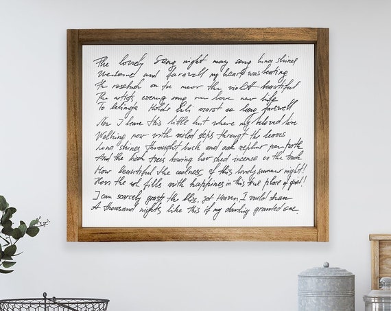 Custom Handwritten Poem Framed Personalized Handwriting Script Wall Poster